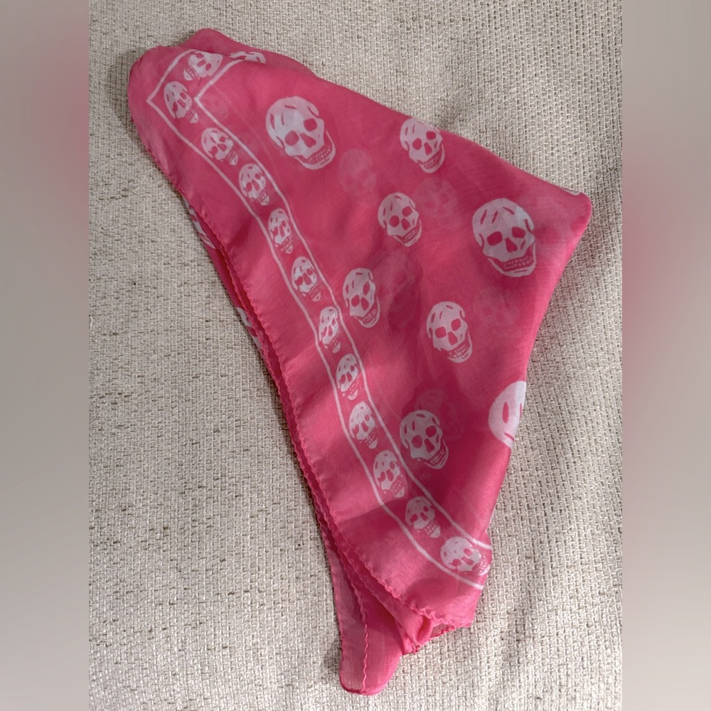 Pink Alexander McQueen skull scarf
